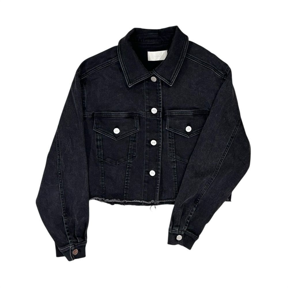 CAPULET Washed Black Oversized Cropped Denim Jacket